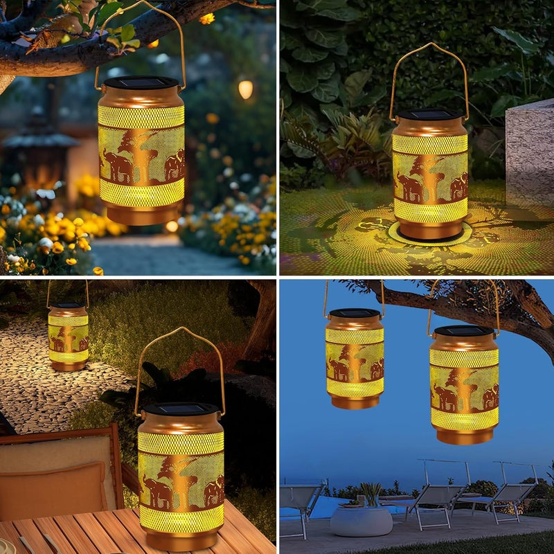 EDOF Solar Lanterns Outdoor Waterproof,Hanging Solar Lights Elephant Garden Decor, Elephant Decorative Lanterns for Yard Lawn Porch Patio Pathway Tabletop,Christmas Decorations Gift for Woman Grandma Mom - Image 4